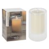 svíčka LED pr.10x15cm, blikající plamen, ve skle, IVORY 36 22780