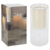 svíčka LED pr.10x20cm, blikající plamen, ve skle, IVORY 36 22781