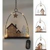 dekorace závěsná DOMEČEK 6LED, 20,5cm kov/dřevo mix 35 23112
