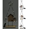 dekorace STROM S DOMEČKEM 10LED, 39cm kov/dřevo mix 35 23113
