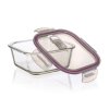 dóza LORA čtverc. 0,5l 13,5x13,5x6cm skl.+PP víčko TRA/BORDO