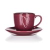 šálek + podšálek 260ml HEART keramický BORDO