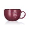 hrnek JUMBO 730ml HEART BORDO keramický