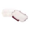 dóza LORA obdél. dělená 1,3l 23,5x18x7,5cm skl.+PP víčko TRA/BORDO