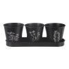 Květináč bylinky BLACK pr. 11cm 3 ks s podtáckem