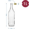 láhev 1000ml skleněná s uzávěrem (4ks)